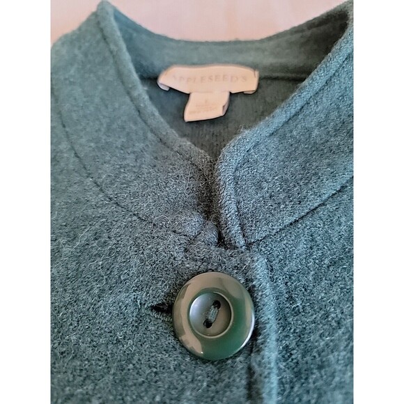 Appleseeds Wool Coat Womans L Dark Green Button Business Casual City Jacket EUC - Picture 3 of 11